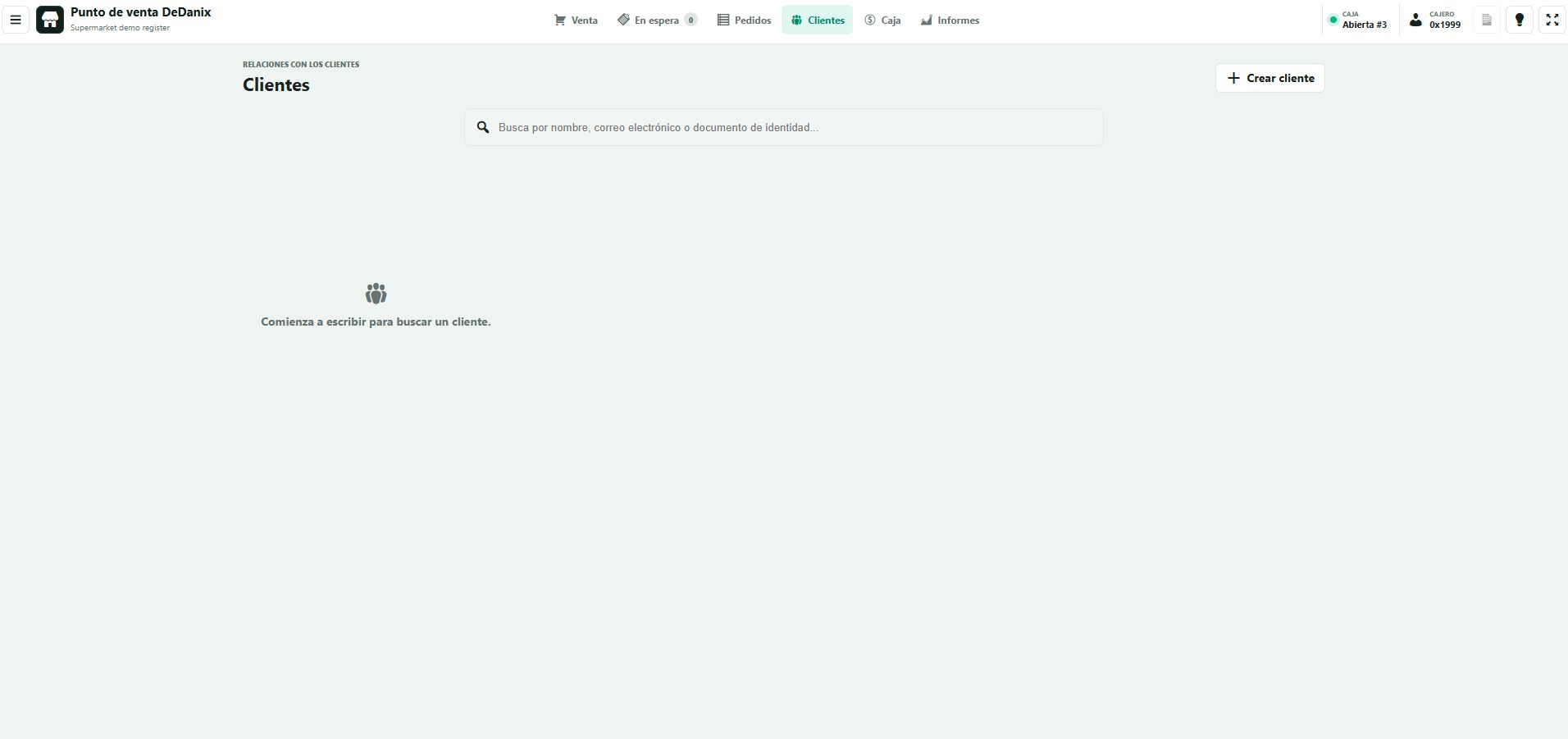 Punto de venta DeDanix en español mostrando la vista de clientes