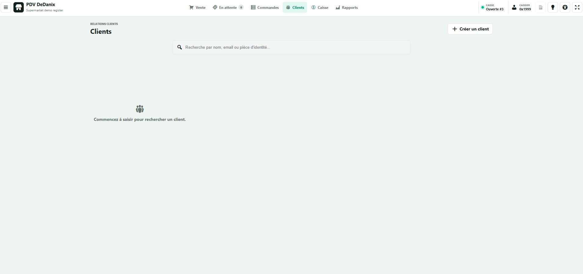 DeDanix POS en français avec recherche et gestion des clients